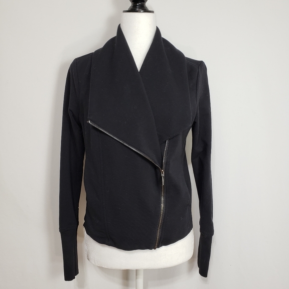 H by Halston French Terry Knit Flyaway Moto Jacket - Picture 2 of 7